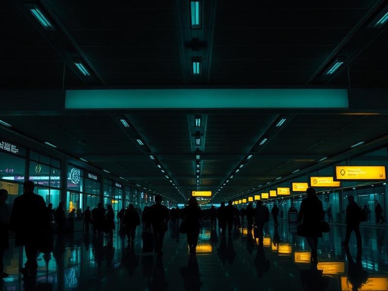 Terminal de aeroporto com passageiros