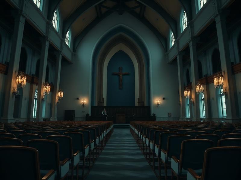 Interior de igreja com assentos